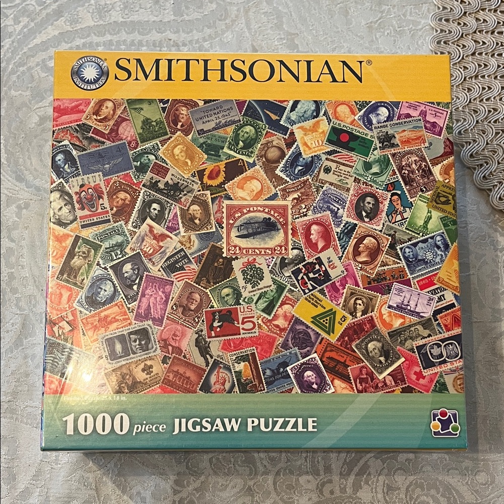 Smithsonian 1000-Piece Jigsaw Puzzle - Multicolor Vintage Stamps New in Shrink W
